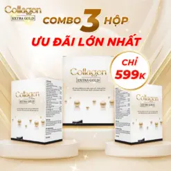 Combo 3 hộp 20 gói Collagen Extra Gold dạng nước 10ml trắng da, mờ nám