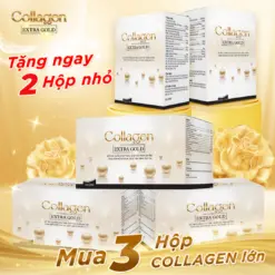 Combo 3 hộp 12 chai Collagen Extra Gold dạng nước 30ml trắng da, mờ nám
